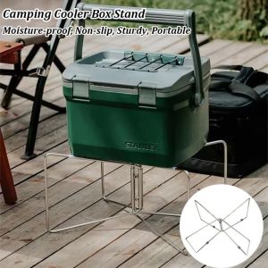 CLARO Foldable Camping Cooler Box Stand Moisture-proof Stainless Steel Luggage Rack Durable Portable Ice Box Holder for Camping Picnic Hiking