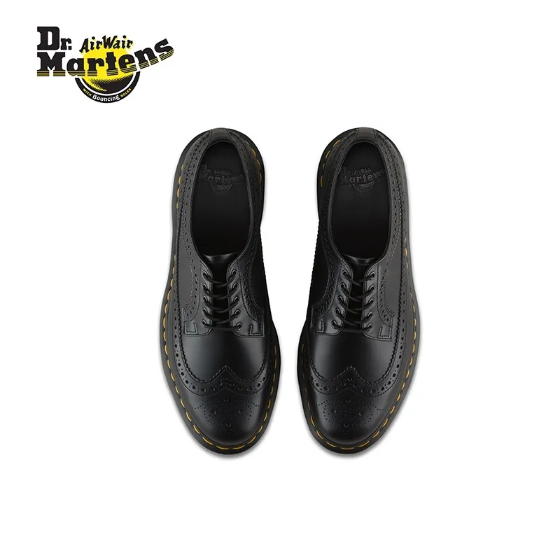 Martens 3989 YS English Yellow Line Glossy Leather Black Mens