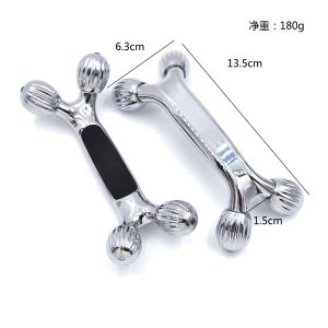 Customized Zinc Alloy Double Head Double Ball Roller Massager Metal Beauty Bar Facial Massage 4D Handle Massager
