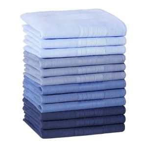 ZYJC SHOP 12Pcs/Set 40x40cm Khăn tay bỏ túi Thấm hút mồ hôi Mềm mại Khăn vuông kẻ ô túi Có thể tái sử dụng Kẻ sọc cổ điển Khăn tay cotton cho nam Tất cả các mùa