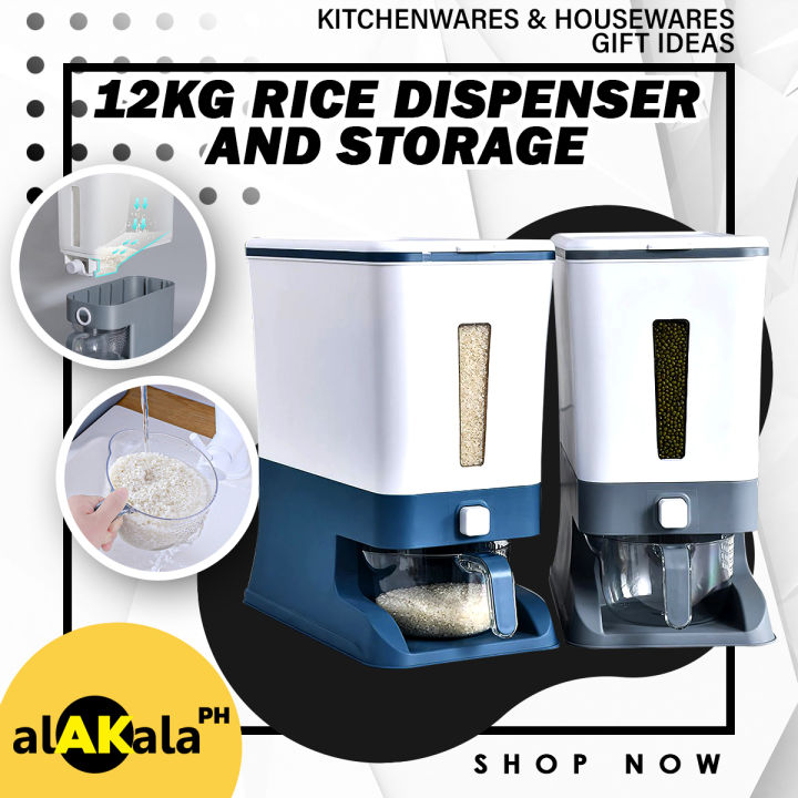 [ALA-KALA]AUTHENTIC 12kg Kitchen Rice Box Storage Box Automatic Cereal ...
