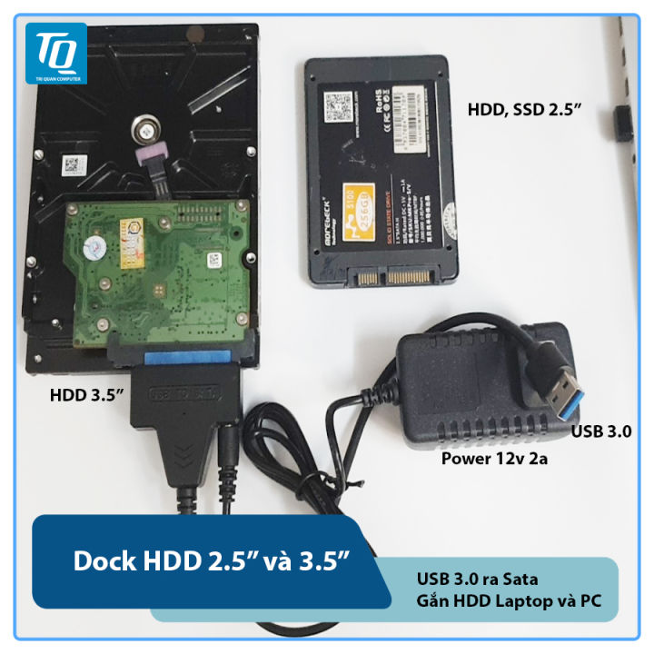 Dock Cắm Ổ Cứng 2.5 Inch, 3.5 Inch Chuẩn Sata - USB 3.0 dùng HDD Laptop, SSD 2.5 hoặc HDD 3.5