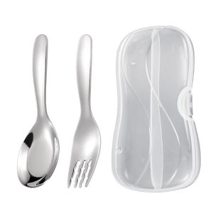 Thick Cutlery Set Stainless Steel Spoon Fork Portable Utensil Short Handle With Storage Case