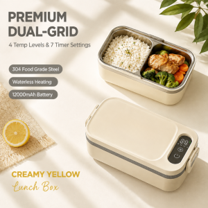 Wireless Heated Lunch Box 12000Mah Portable Electric Food Warmer 304 Stainless Steel Leakproof Bento Box for Office