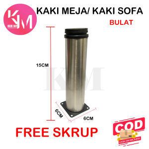 Kaki Sofa Bulat/kaki lemari bulat Stainless SS 201 15 cm Isi (1pcs) Free Skrup