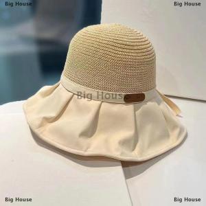 [COD] Big House หมวกทรงบัคเก็ตสำหรับผู้หญิงหมวกกันแดดสำหรับใส่ในฤดูร้อนหมวกกันแดดปีกกว้างหมวกทรงโบปานามาหมวกทรงหางม้า