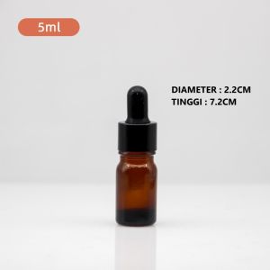 Botol Pipet Amber Kaca Tebal Coklat Transparan Serum Essence Oil Tetes