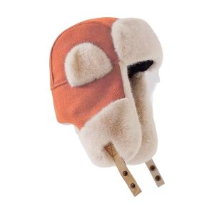 DRESSPLUS Fleece Ear Protective Hat Thickened Windproof Lei Feng Cap Simple Keep Warm Earflap Hat Men