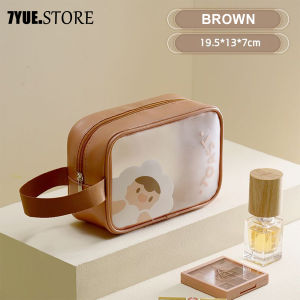 Cartoon Cute Cosmetic Bag Large Capacity Pu Waterproof Toiletry Bag Travel Portable Cosmetics Transparent Storage Bag