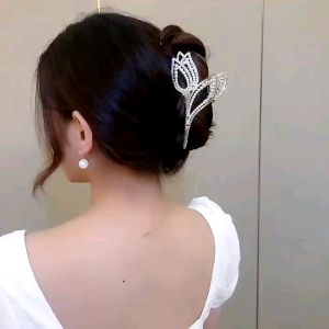 PREMIUM Jepit Rambut Korea Bahan Alloy 12CM Motif Bunga Tulip - Jedai Logam Jumbo -