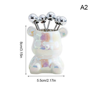 6pcs Stainless Steel Dessert Forks With Storage Jar Bear Fruit Fork Set Cute Bear Tableware For Party Tasting Dessert Pickle Sal