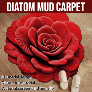 [3D Effect] Special-Shaped Flower Diatom Mud Carpet Kitchen Toilet Bath Pad Non-Slip Bathroom Mat Carpet Kitchen Floor Mat 60*60cm