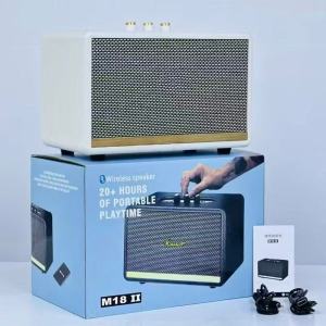 (ตัวใหญ่) ปรับเสียงเบส-เสียงแหลมได้ ลำโพงบลูทูธ รุ่น M18II เสียงดี เบสแน่น ลำโพงหนังหุ้มงานไม้ ปรับเสียงได้จริง