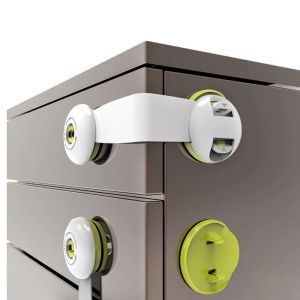 5Pcs Multi-function Double Button Baby Anti Pinch Drawer Door Refrigerator Lock Children Safety Protection Drawer Toilet Lock