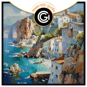 Tranh phong cảnh thành phố ven biển đảo đẹp tranh sơn dầu treo tường dán tường trang trí phòng khách.CGI-605