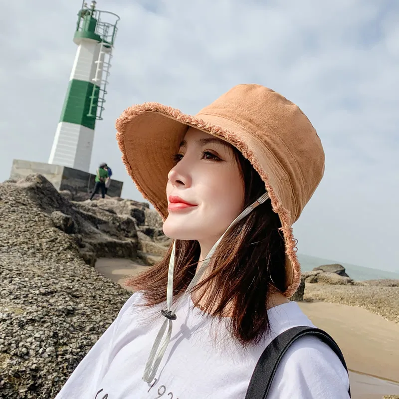 Womens Sun Hat Double-Sided Wearing Cap Solid Color Bucket Hats