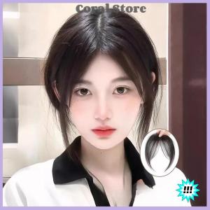 【Coral】💖【HOT SALE】🎈🎈 Middle Part Bangs Fringe Synthetic Topper Hairpiece Clip-In Bang Extension Natural Invisible Clourse Hairpiece Women