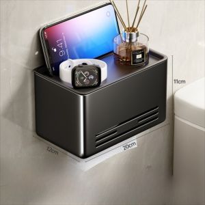 CHLOCH Punch-Free Tissue Holder Aluminum Wall Mounted Mobile Phone Storage Rack High Quality Multifunctional Roll Paper Rack Bathroom