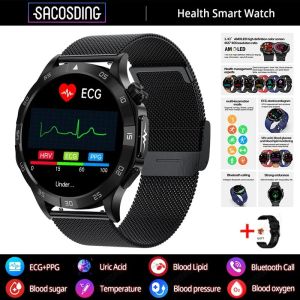 Blood Sugar Smart Watch Blood Lipid Uric Acid Health Monitor Sport Watch Smart ECG+PPG HD Bluetooth Call AI Voice Smartwatch SOS