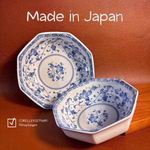 [Hàng Hiếm Japan 100%NEW]  Combo 02 Chiếc Tô Lớn + Nhỏ Bát Giác Cao Cấp Lam Hoa