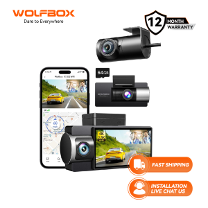 WOLFBOX I17 4K 3 Lens Dash Camera 3 Cameras Dashcam 5G Wifi Car DVR App Control Car Cam Recorder Front/Cabin/Rear GPS Night Vision