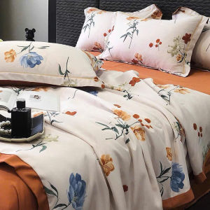 [ FREESHIP ❤️] LỤA THÁI CHĂN HÈ Phi Lụa Cotton Lụa Set Bộ 4 Món Siêu Hót Hàng Mát Lạnh Mềm Mại