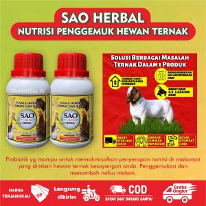 SAO HERBAL SERAT ALAM ORGANIK NUTRISI PENGGEMUK TERNAK KAMBING SAPI UNGGAS AYAM DOMBA 100ml