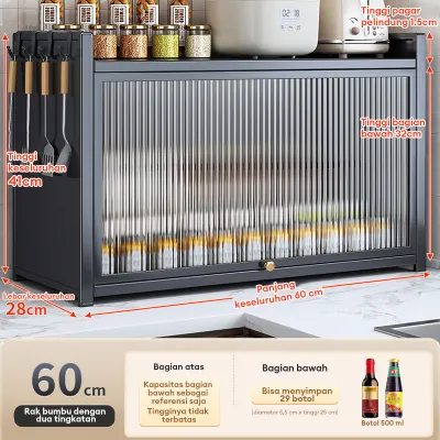 Lemari Dapur Minimalis Berpintu Untuk Rak Piring dan Penyimpanan Oven Microwave