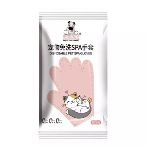 [SG Ready Stock]Disposable Pet Bath-Free SPA Gloves 6PCS | No-Rinse Cleaning Wipes for Cats & Dogs | Grooming Glove