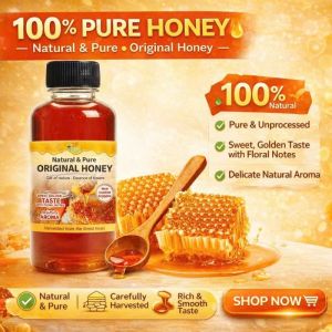 Natures Bee Pure Honey 𝗣𝗨𝗥𝗘 𝗪𝗜𝗟𝗗 𝗔𝗡𝗗 𝗢𝗥𝗚𝗔𝗡𝗜𝗖 120 ML– 100% Natural Original Honey