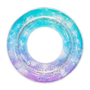 MEEU Transparent Swimming Ring Heart Glitter Sequin Pool Float Swimming Ring Thickening Boat Circle Inflatable Swimming Circle Adult