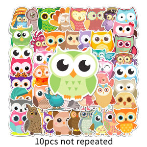 50PCS Cute Cartoon Colorful Owl Waterproof Graffiti Sticker DIY Decorative Animal Sticker Children Gift