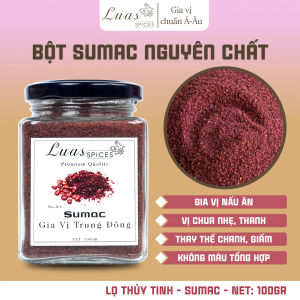 Bột Sumac Sumaque nguyên chất - Sumak - Lọ thủy tinh 200ml - Gia vị chuẩn Á Âu