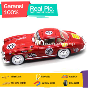 Diecast Miniatur Mainan Mobil Sedan Klasik Mercedes Benz SL300 Gullwing Besi Metal 1/24