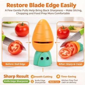 Creative Carrot Knife Sharpener Multifunctional Kitchen Knife Sharpener Manual Knife Sharpening Tool Non Slip Base Home Kitchen Gadget