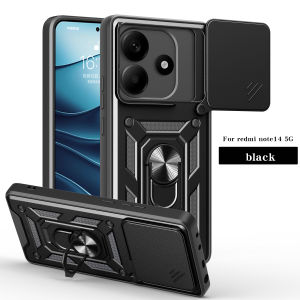 For Xiaomi Redmi Note 14 5G Lens slide cover shockproof phone case holdercar mounted MagSafe phone Case protective cover For Note 14 Case
