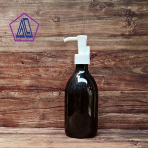 Botol Plastik Pet 300ml Hitam Glossy Kemasan Sabun Cair Pump Clip Oil