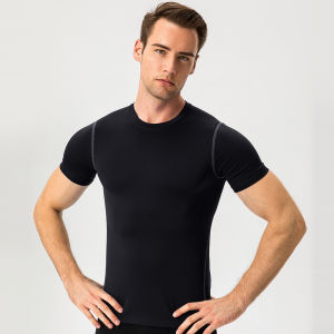 Men`s Compression T-Shirts Quick Dry Gym Training Running Sport Workout Black/White Tops Clothing