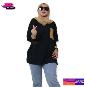 Tshirt Oversize Wanita Pocket Mocca Kaos Hijab Kekinian Baju ootd hijaber terbaru 2022-Ninerisk