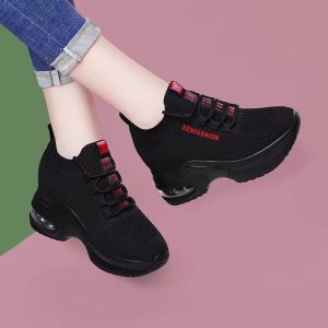 Free Shipping WomenS Height-Increasing Shoes With Air Cushion Thick Sole Breathable Knit Upper Elastic Material Suitable For Sports And Casual Wear New Spring Collection Soft Sole