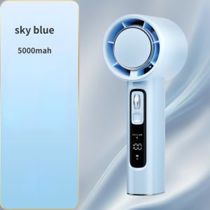 Quạt cầm tay không cánh quạt động cơ tua bin 100 bánh răng vô hạn Màn hình hiển thị kỹ thuật số Quạt cầm tay 5000mAh có thể sạc qua USB quạt nhỏ với đèn LED