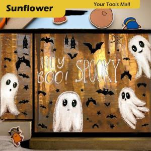 🎀🎁【Special price】Sun สติกเกอร์ติดหน้าต่างฮาโลวีนสติกเกอร์ตกแต่งหน้าต่างกระจกหน้าต่างรูปฟักทองสติกเกอร์ผีไฟฟ้าสถิต