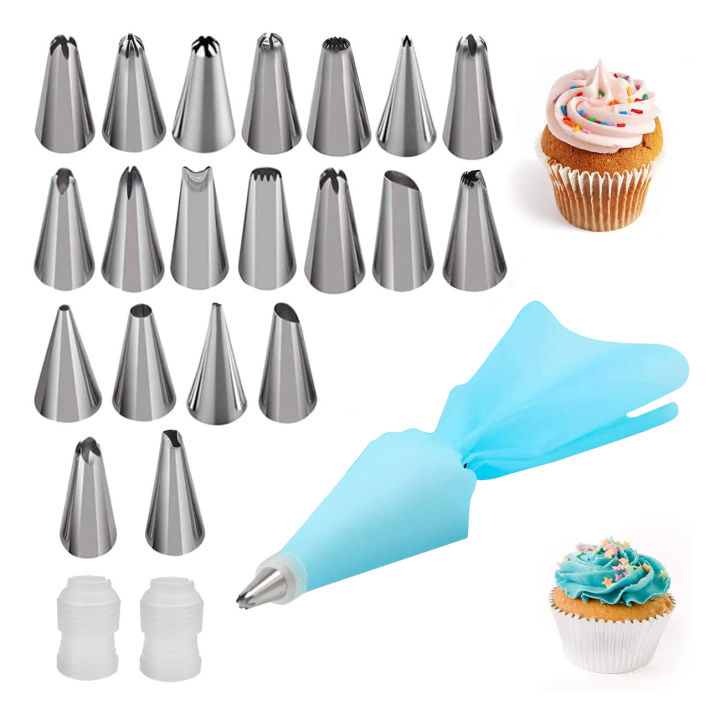 24-PIECE Silicone Piping Bag and Nozzles Sets Icing Piping Set