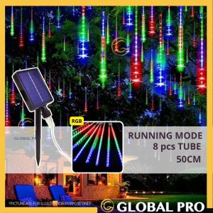 SOLAR 50CM Tube Meteor Running Light Christmas Light CNY deepavali Raya Decoration light LED Outdoor Waterproof Lampu Lip Lap Raindrop light