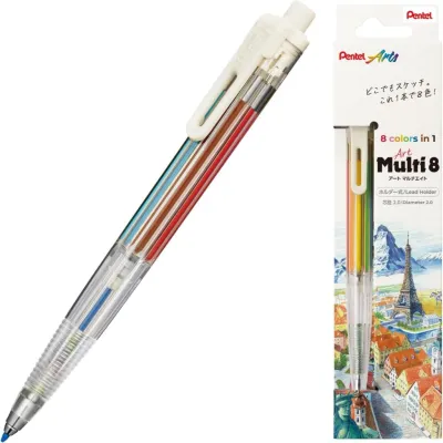Pentel Art Multi 8 XPH804/ดินสอโฮลเดอร์ 8 สี 2mm/เลือกตัวเดียวหรือเซตพร้อมไส้ 12 สี/ญี่ปุ่น