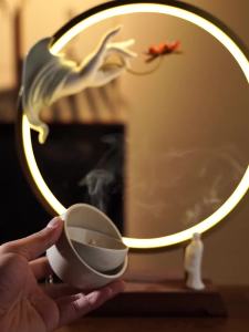 Zen Buddha Hand Lotus Incense Burner Home Indoor Atmosphere Ornament Backflow Incense Burner Hanging Lamp Ornament