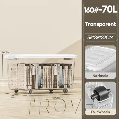 STON Megabox Transparent Storage Box Plastic Organizer Stackable For Clothes With Wheel Space Saving Wardrobe