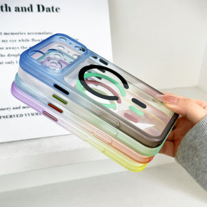 Luxury Gradient Hit Color Soft Bumper Magnetic Case For iPhone 17 16 15 14 13 18 Pro Max Plus For Magsafe Wireless Charge Cover