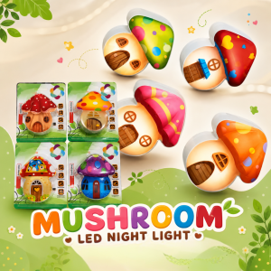 Mushroom White Night Light Bright White Lights Energy Saving LED Child Safe Adorable Design Safe for Kids Energy Saving Perfect Gift for Kids