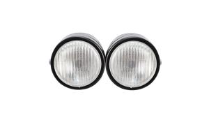 Black H4 Double Twin Head Light Motorcycle Dominator Dual Headlight Clear/Yellow For Harley Touring Cruiser Suzuki Honda